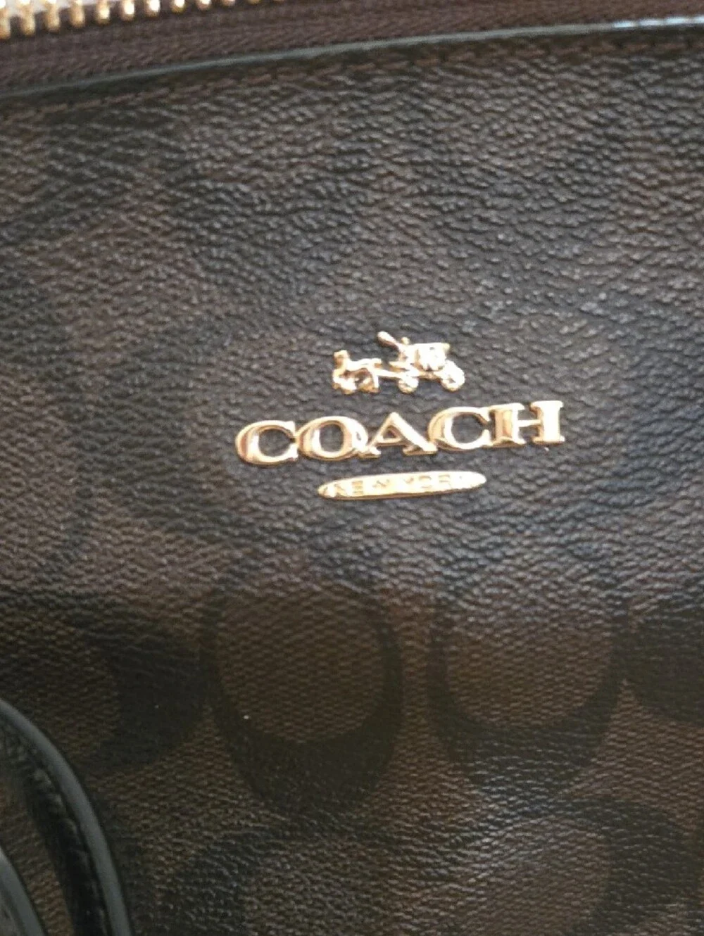 Coach Black Leather Shoulder Bag with Gold Hardware